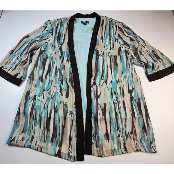 Fuax twinset career casual layering blouse blue stained glass 22W made in USA ^ - Picture 3 of 10